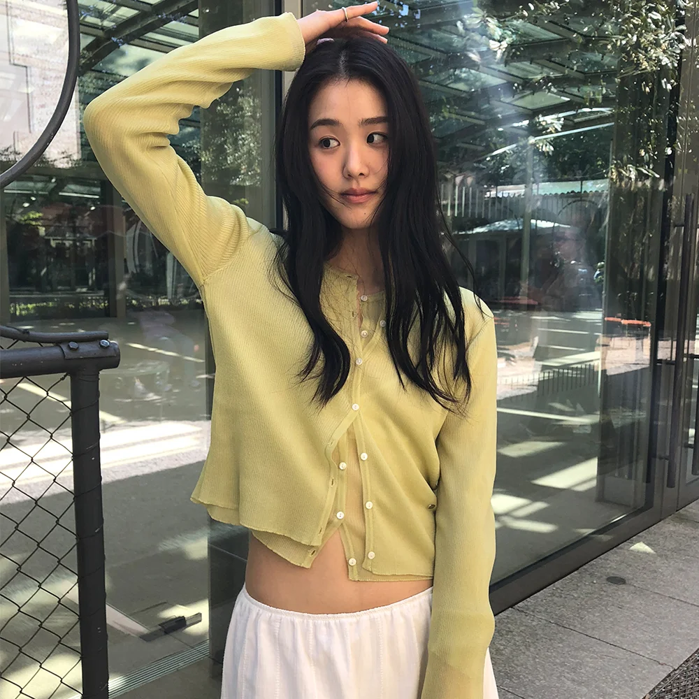 SHEER CARDIGAN (LIME)