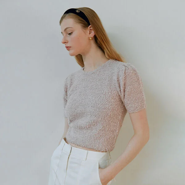 PUFF KNIT TOP PINK