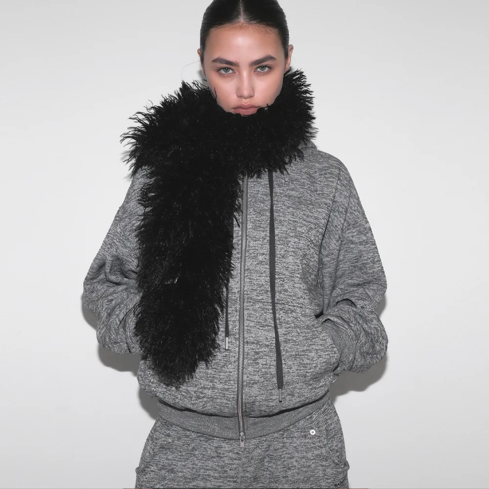 BRUSHED BOKASHI HOODED ZIP UP_MELANGE GREY