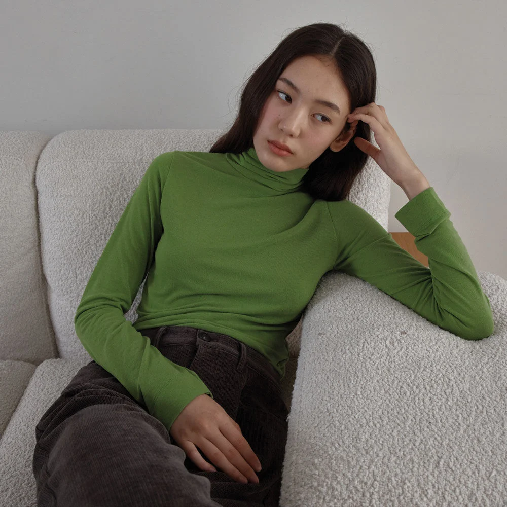 Soft Slim Turtleneck (Apple Green)