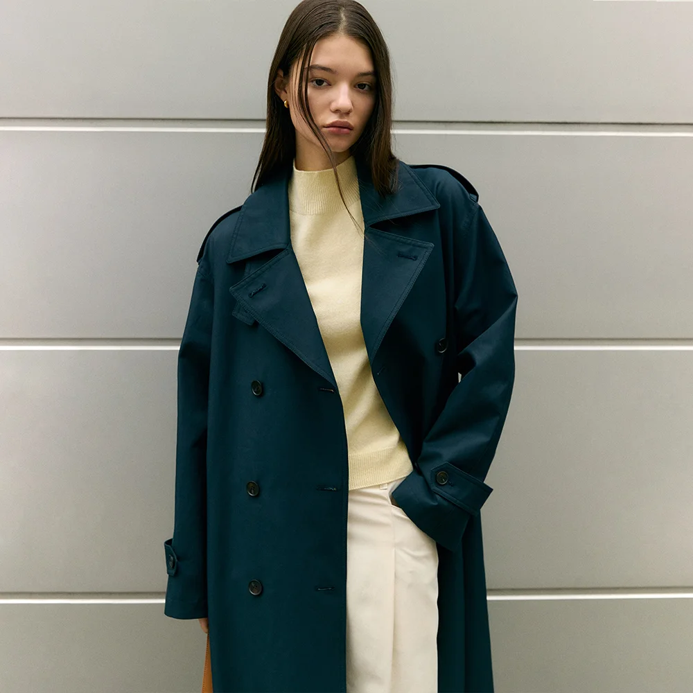 BASIC COTTON TRENCH COAT (dark navy)