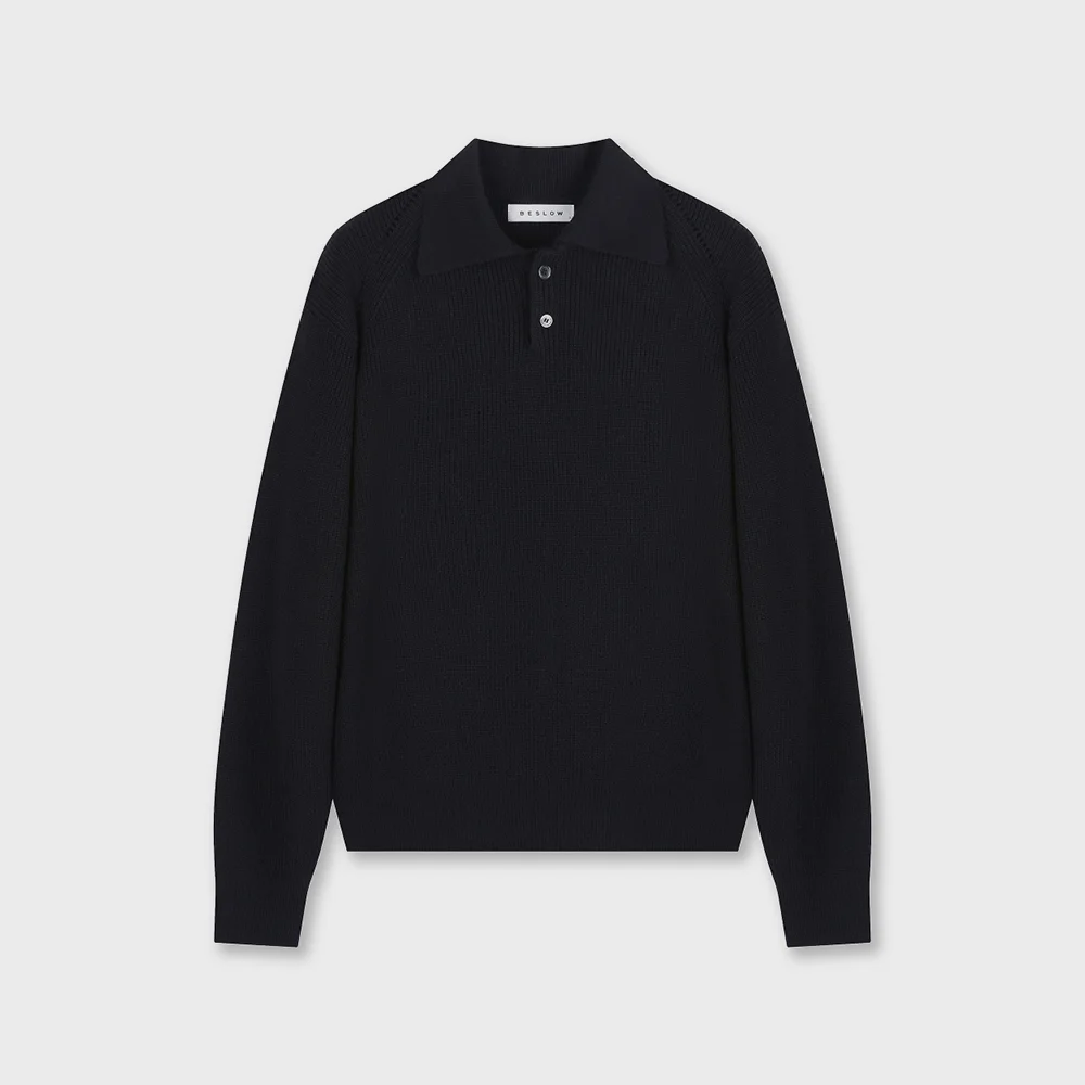 REGULAR FIT COLLAR KNIT NAVY