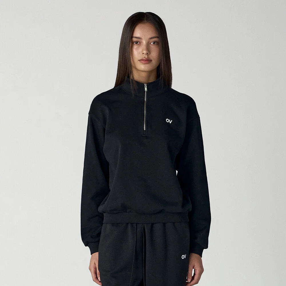OV LOGO QUARTER ZIP SWEATSHIRT (BLACK)