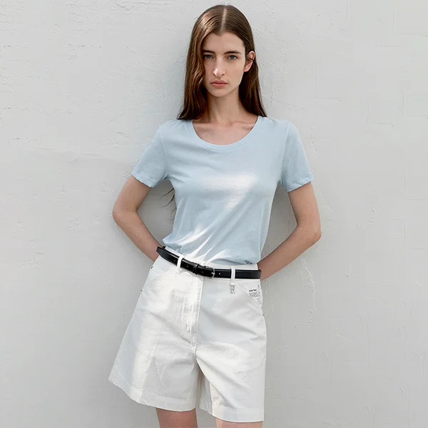 ESSENTIAL WIDE NECK SLIM TEE(T-7054)_3Colors