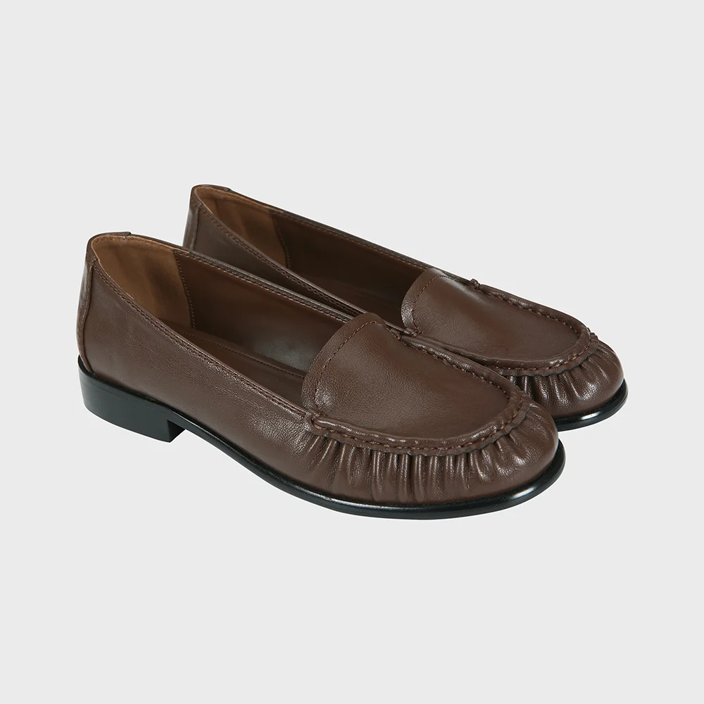 A SHIRRING LOAFER_BROWN