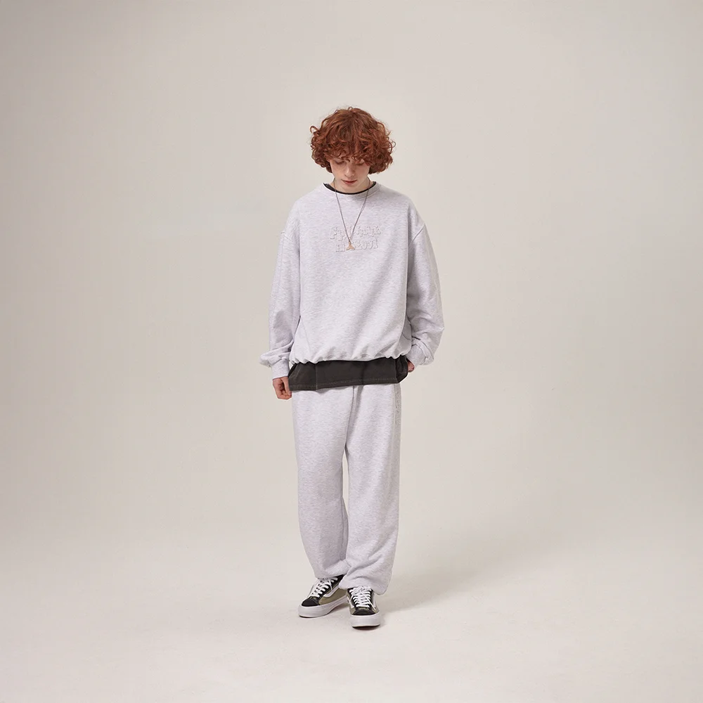 Soulu Patchwork Sweatshirt/pants Set Light Grey Melange