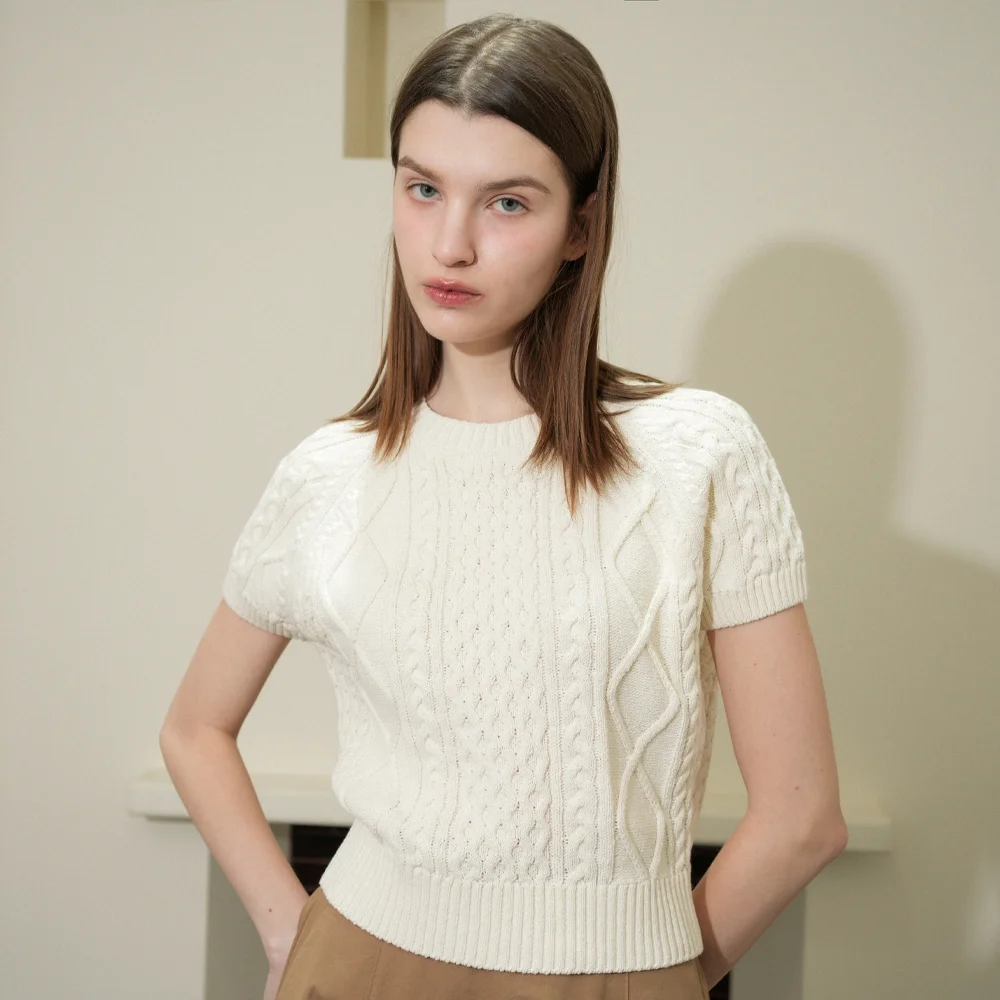 Cable Cotton Round Half Knit (cream)