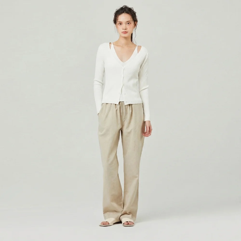 linen banding pants _oatmeal_男女通用