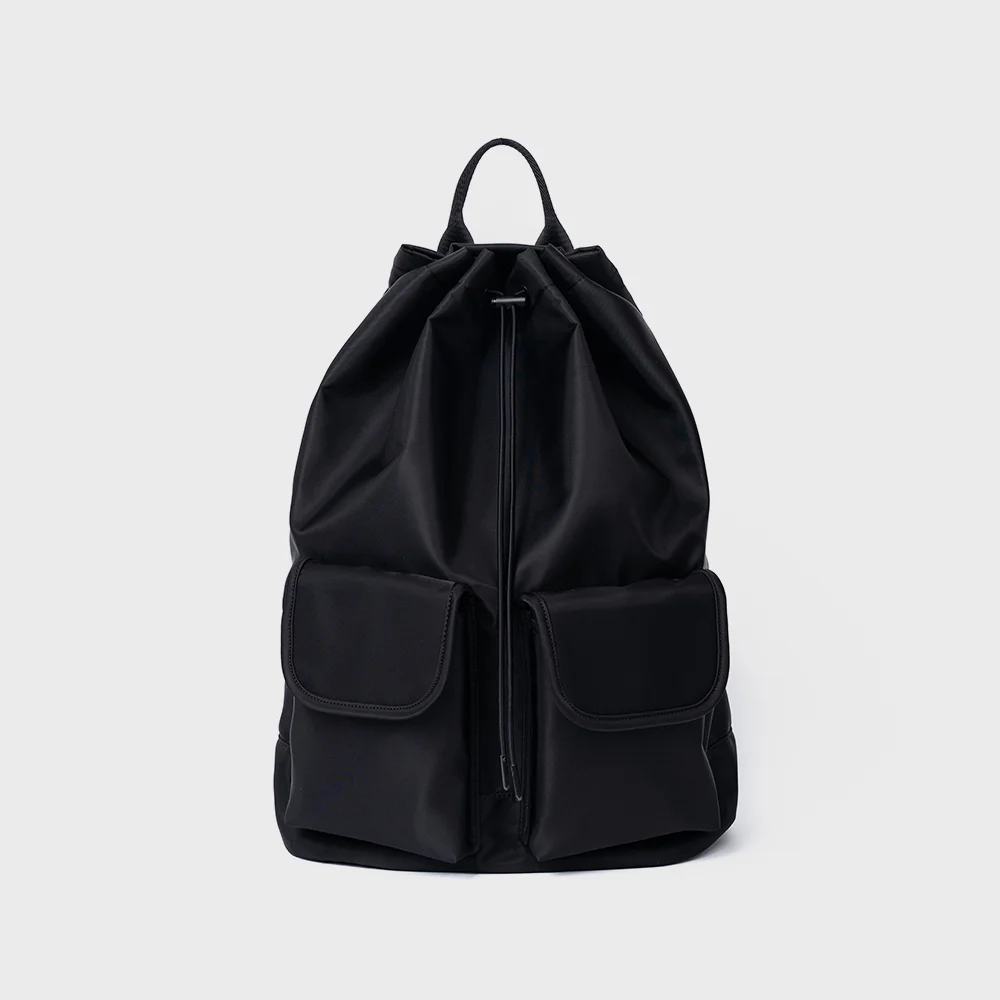 3WAY 2POCKET DRAWSTRING BAG (BLACK)
