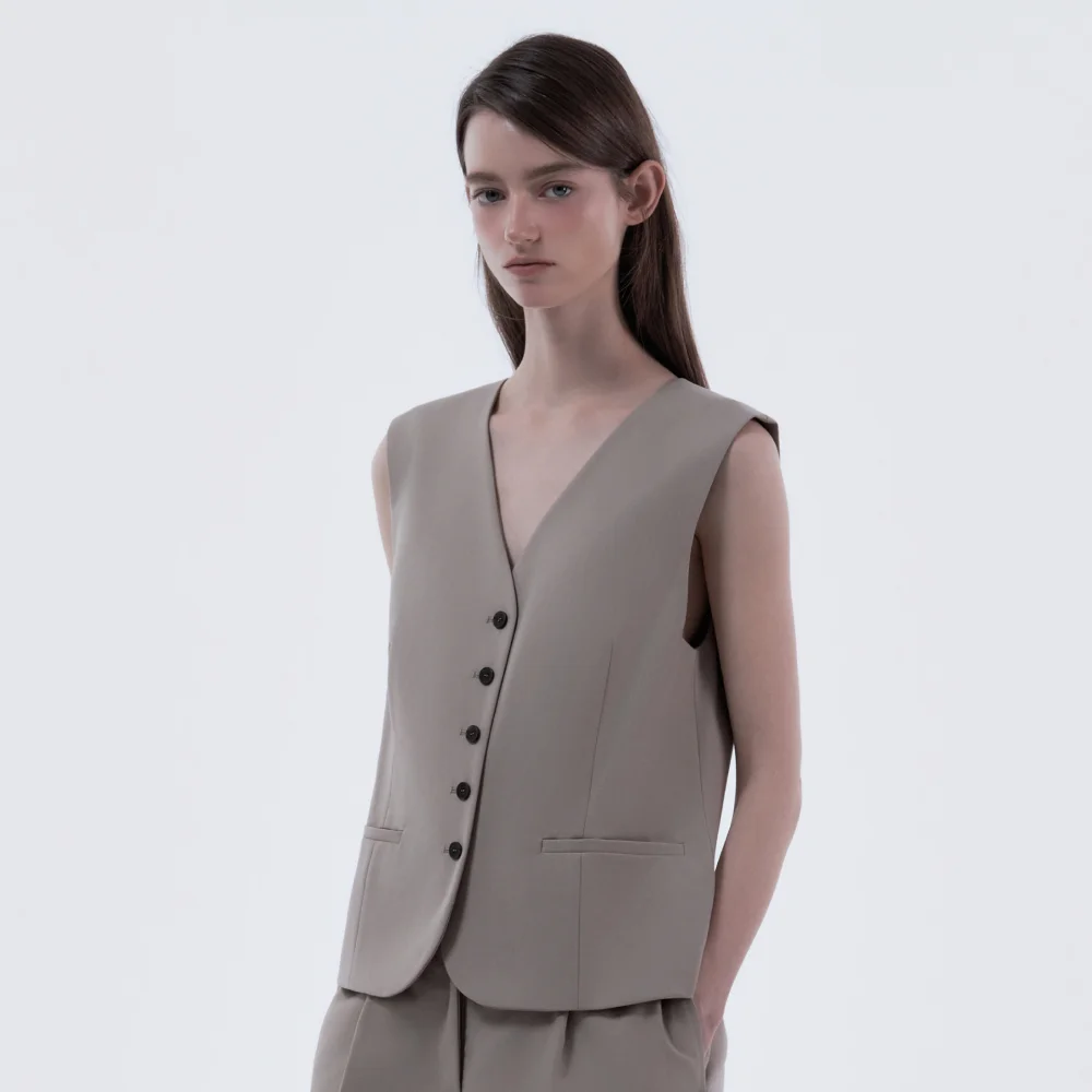 Lydia Suit Jacket Vest - Beige