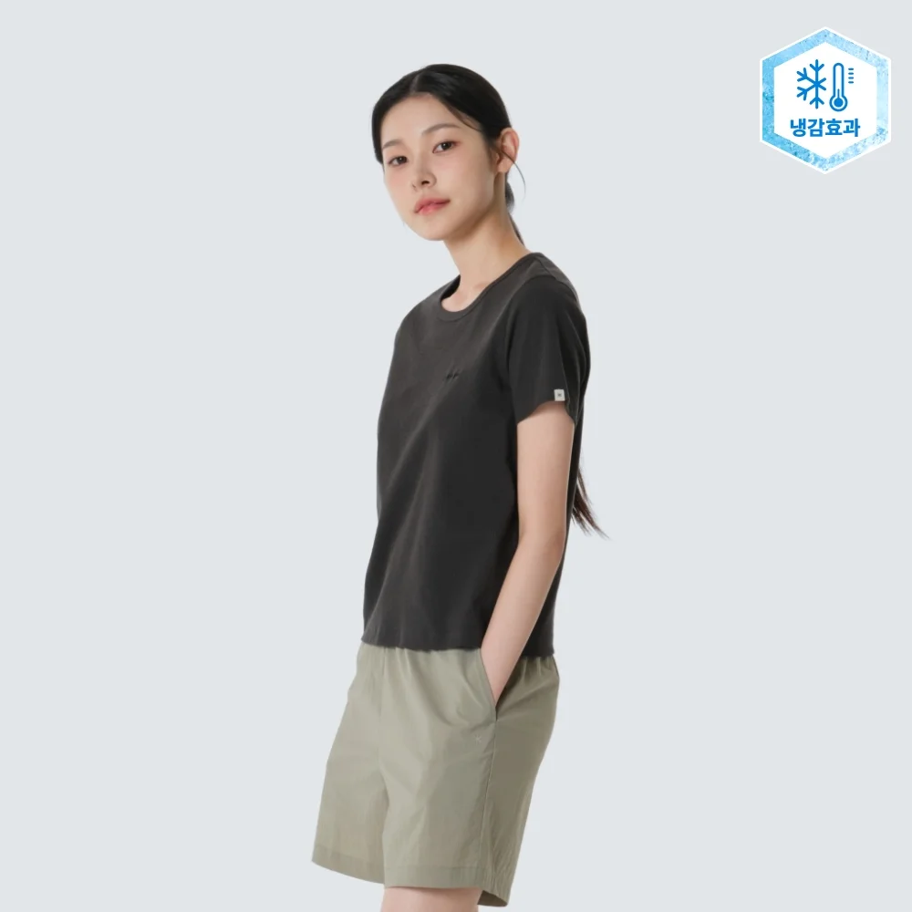 羅紋 女裝 短袖 T恤 Charcoal (S26MWFTS39)