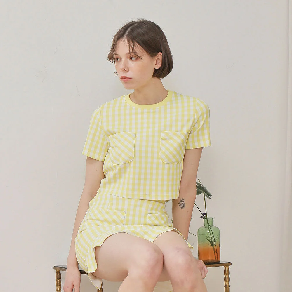 CHECK POCKET T-SHIRT_YELLOW