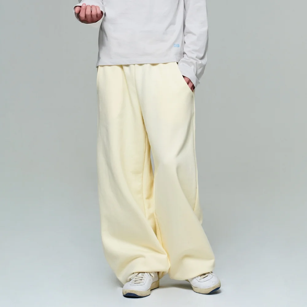 UNISEX ERA WIDE JOGGER SWEATPANTS - LEMON CREAM