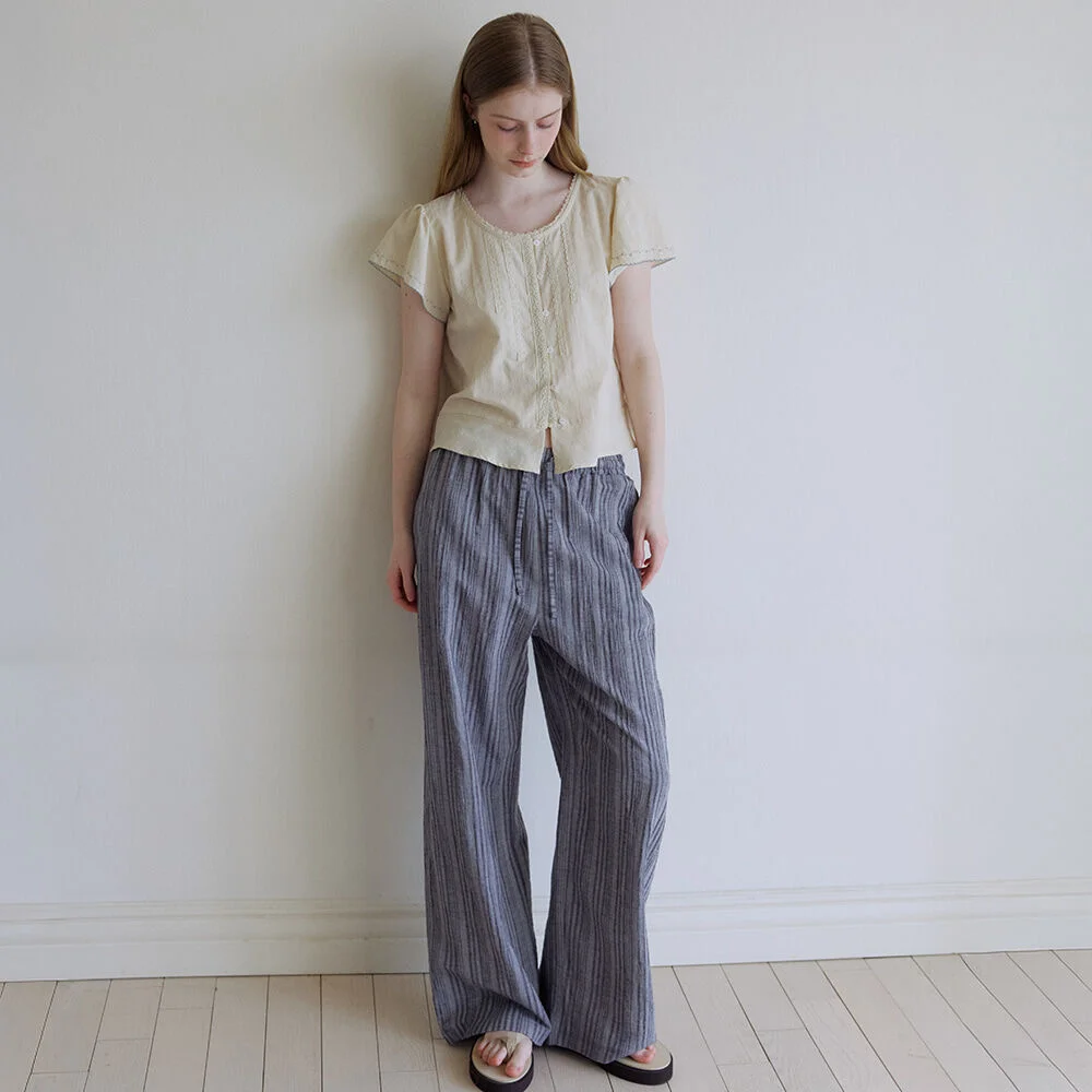 Natural stripe pants _Gray