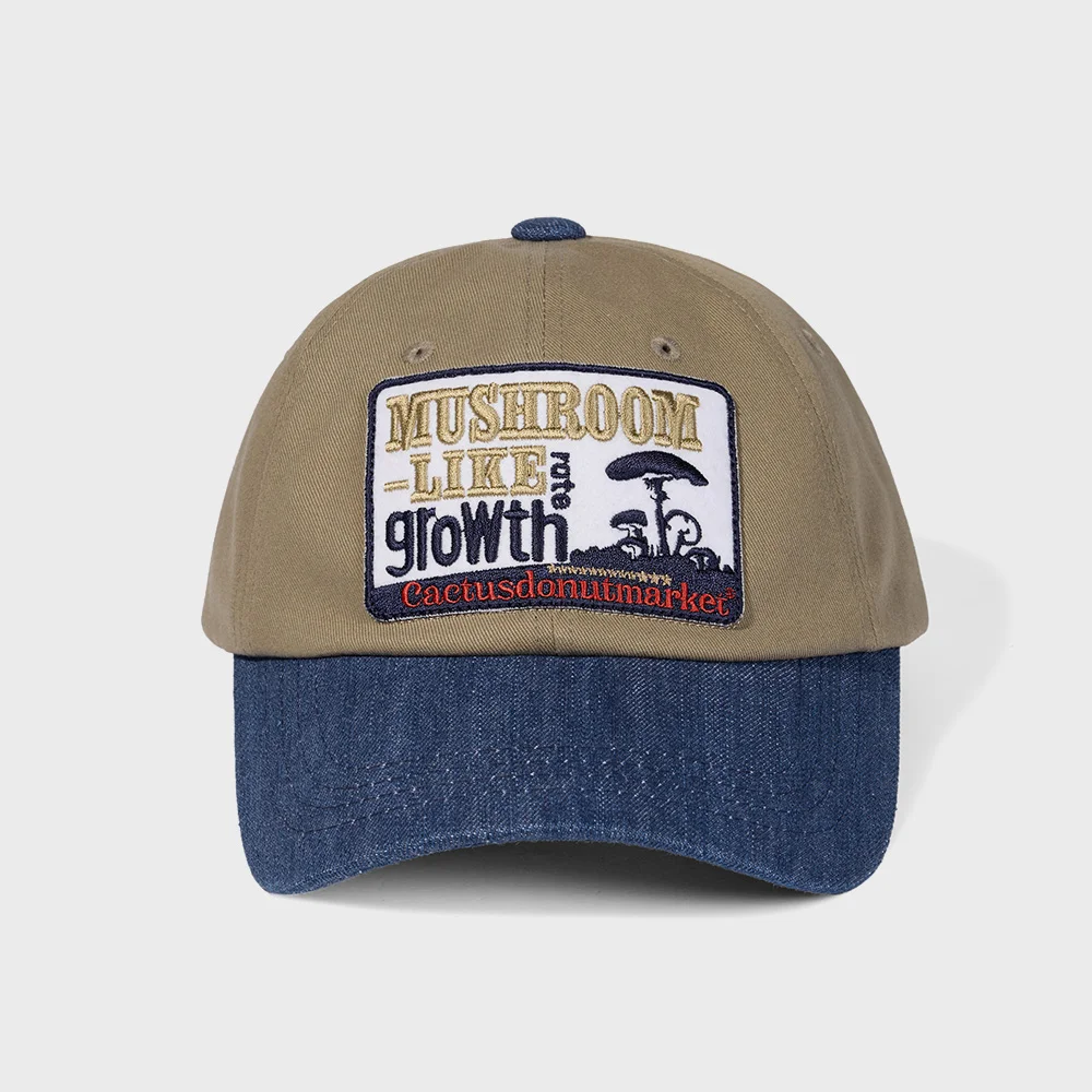Mushroon Patch Two Tone Ball Cap - Beige/Blue
