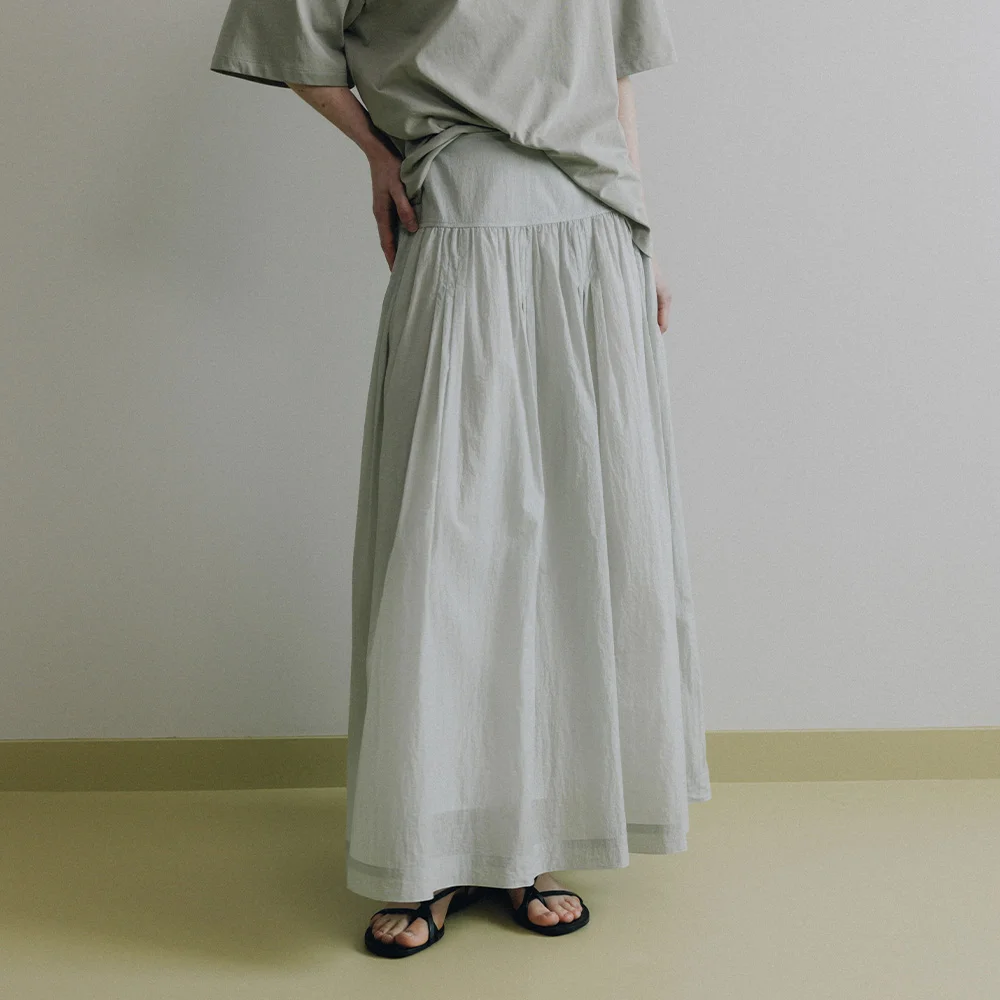 Gathered Pleated Maxi Skirt SW6MS706_3color