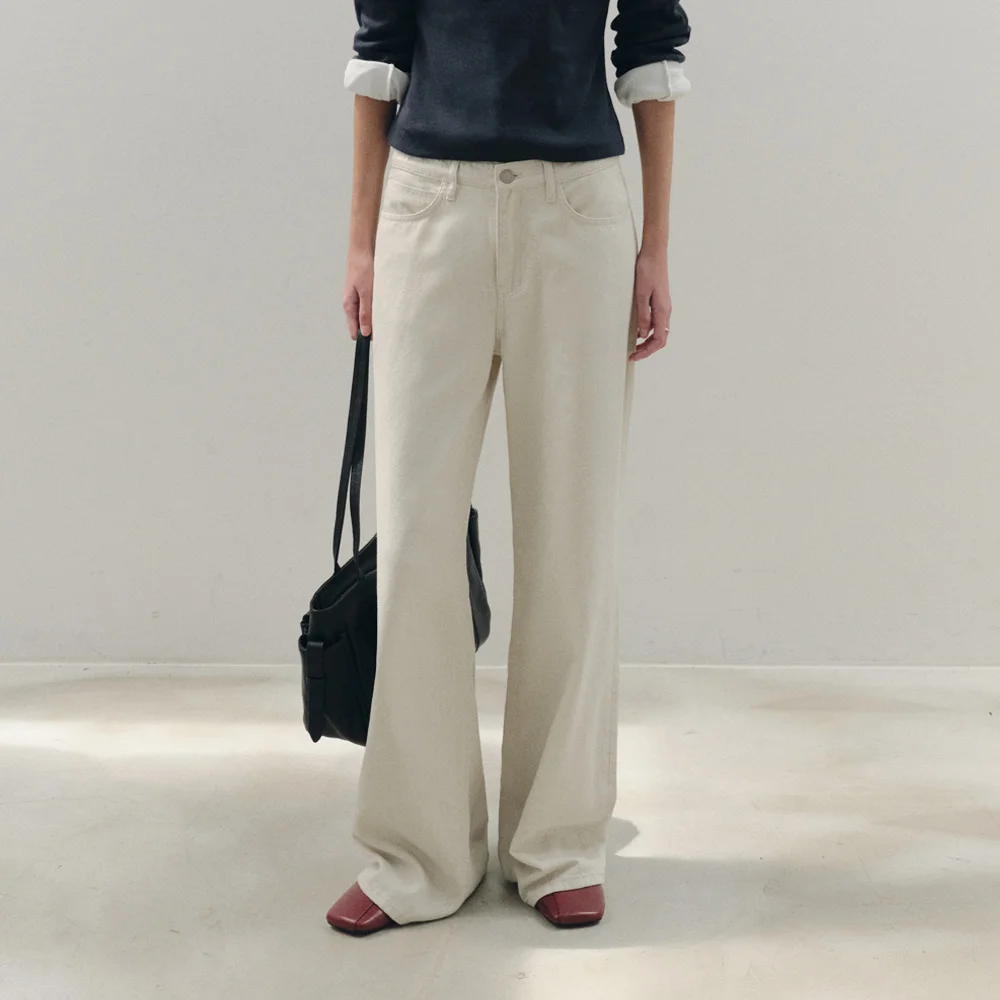 Maron Cotton Loose Pants (Ash Cream)