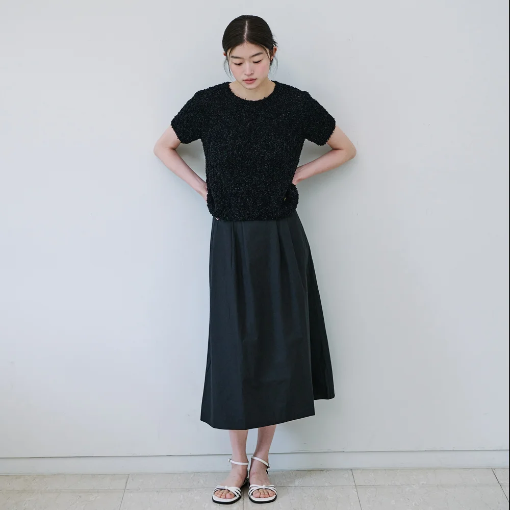 COTTON LONG SKIRT_BLACK