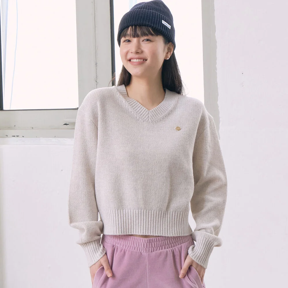 女裝 羊絨 混紡 V領 針織衫 Oatmeal