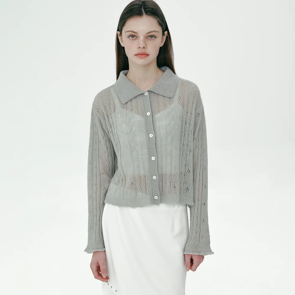COLLAR MOHAIR CARDIGAN (MINT)