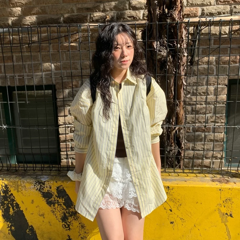 女裝 條紋 寬鬆版型 襯衫 Lemon