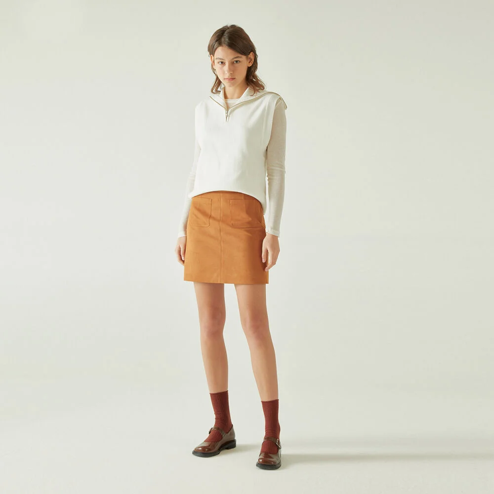 SUEDE MINI SKIRT CAMEL