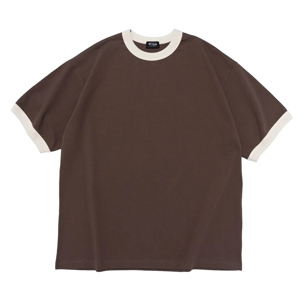 WASHED OVERSIZED RINGER T-SHIRT (BROWN)