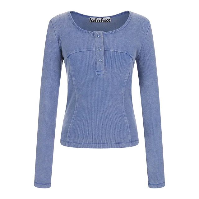FADING SEAM LINE SLIM T-SHIRT BLUE BQ4CL013