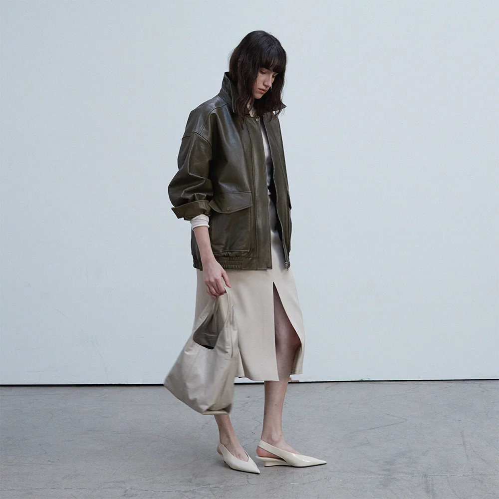 Vegetable Lambskin Overfit Blouson_Olive khaki