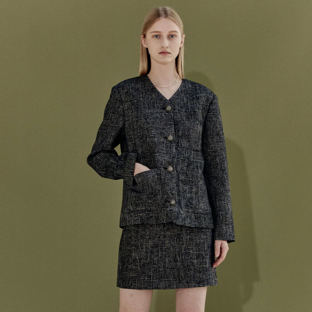 TWEED MINI SKIRT - BLACK