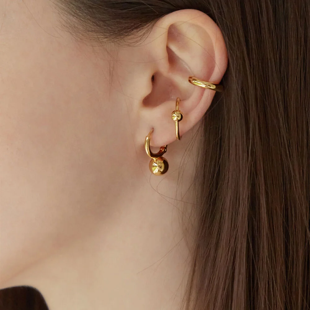 Jang Hee-ryung,Jo Yi-hyun 著用 Bold Ball Ring Earring&Ear Cuff Set(10%off)