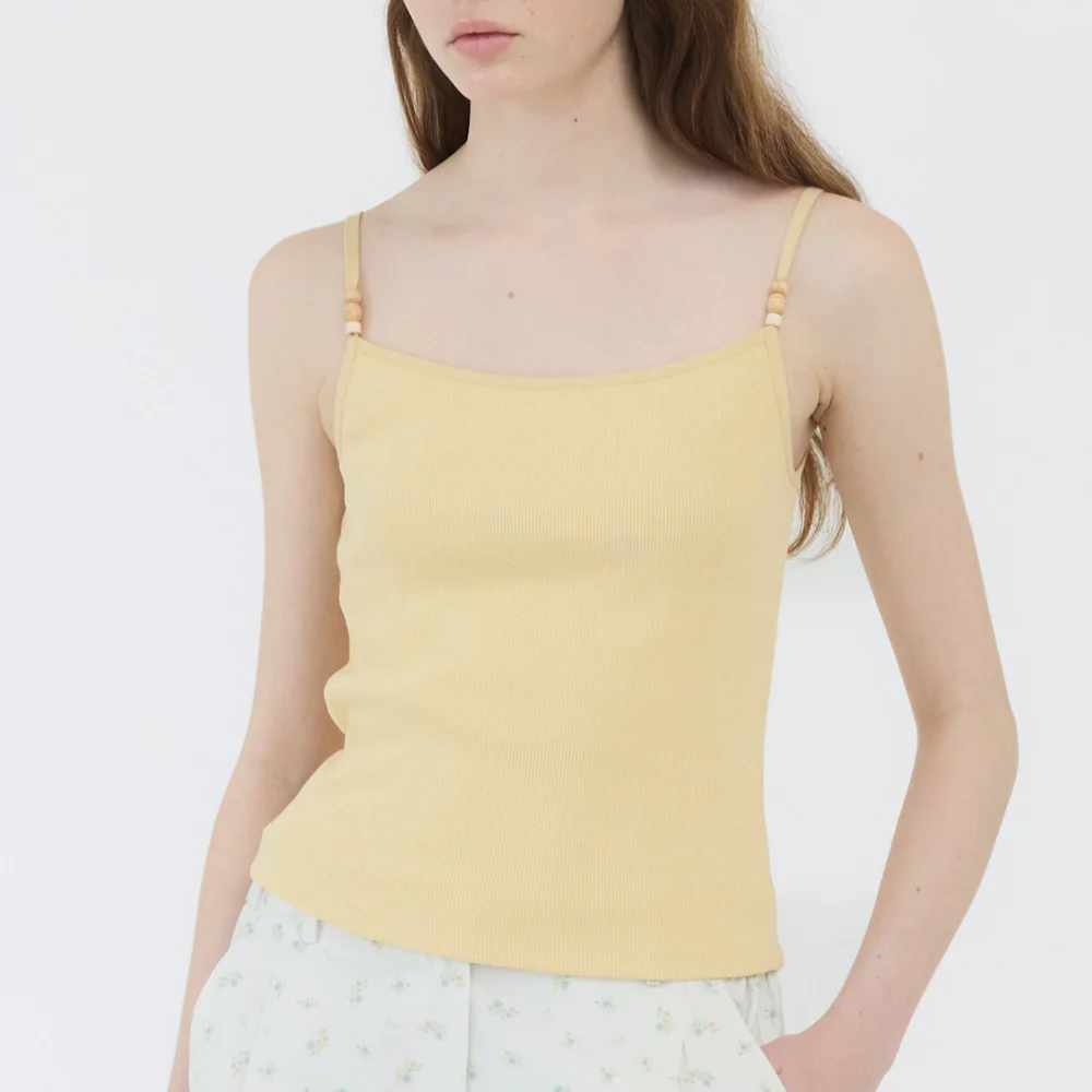 WOOD BEADS SLEEVELESS / LIGHT YELLOW