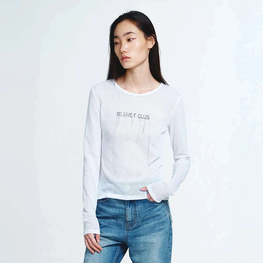 SHEER LONG SLEEVE IN WHITE