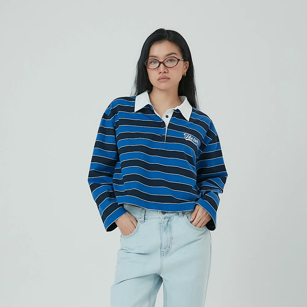 Crop Lugby T shirt - BLUE