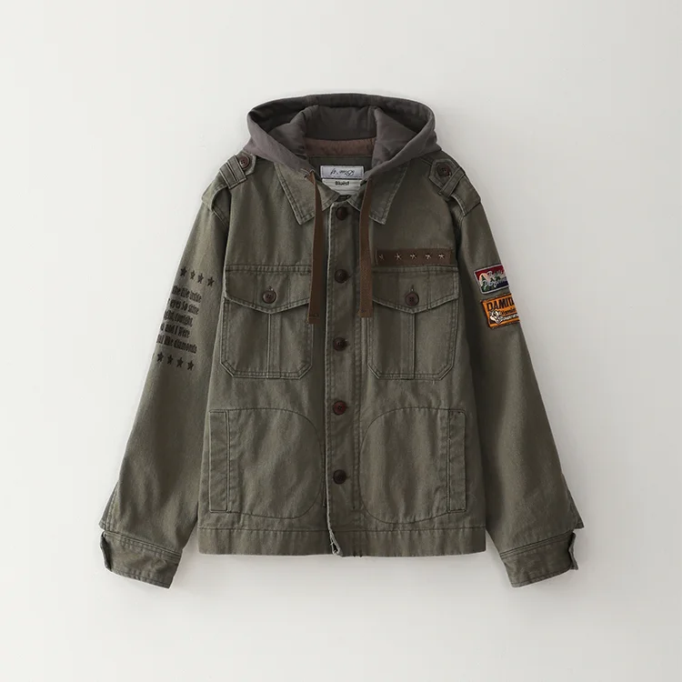 Bluesf vintage washed hoodie jacket