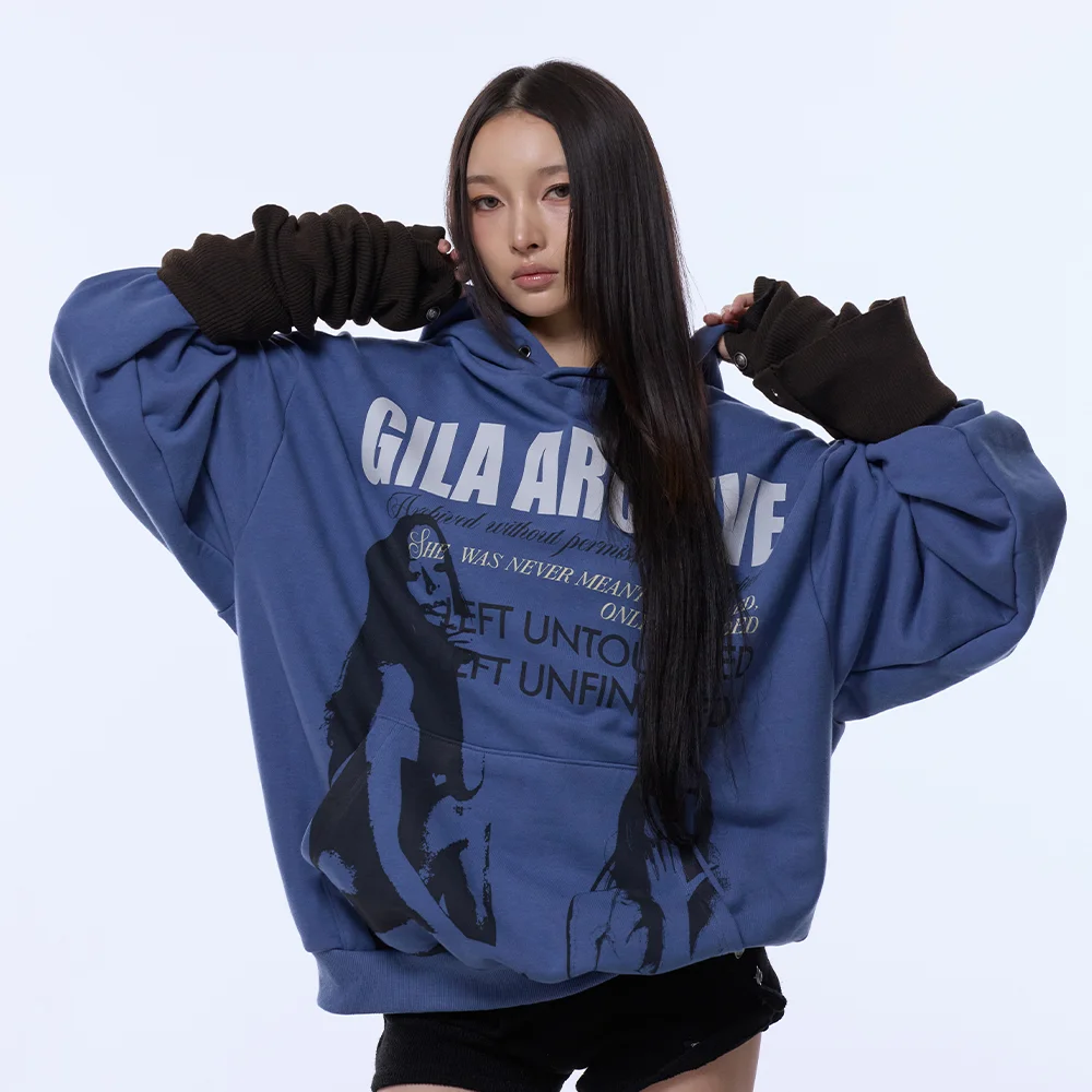 TWICE GIRL OVER SIZE HOODED_BLUE