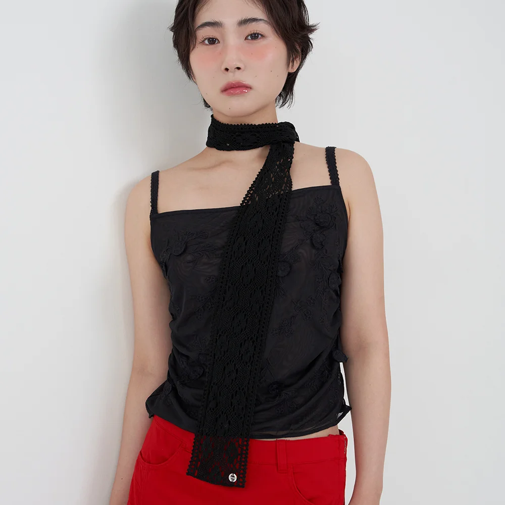 crochet cotton scarf - black