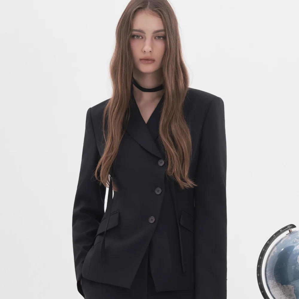 Jane Fitted Tailored Jacket - Navy