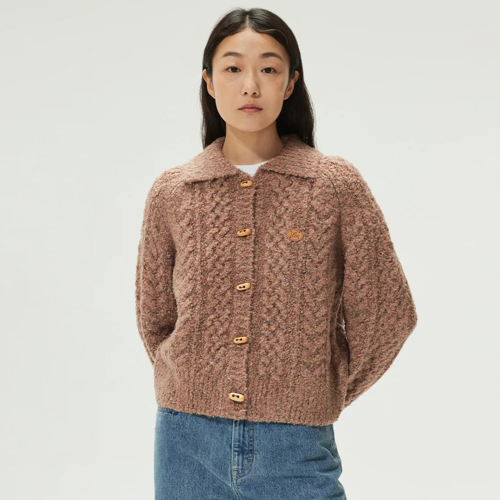 女裝 衣領 絞花 開襟外套 Brick