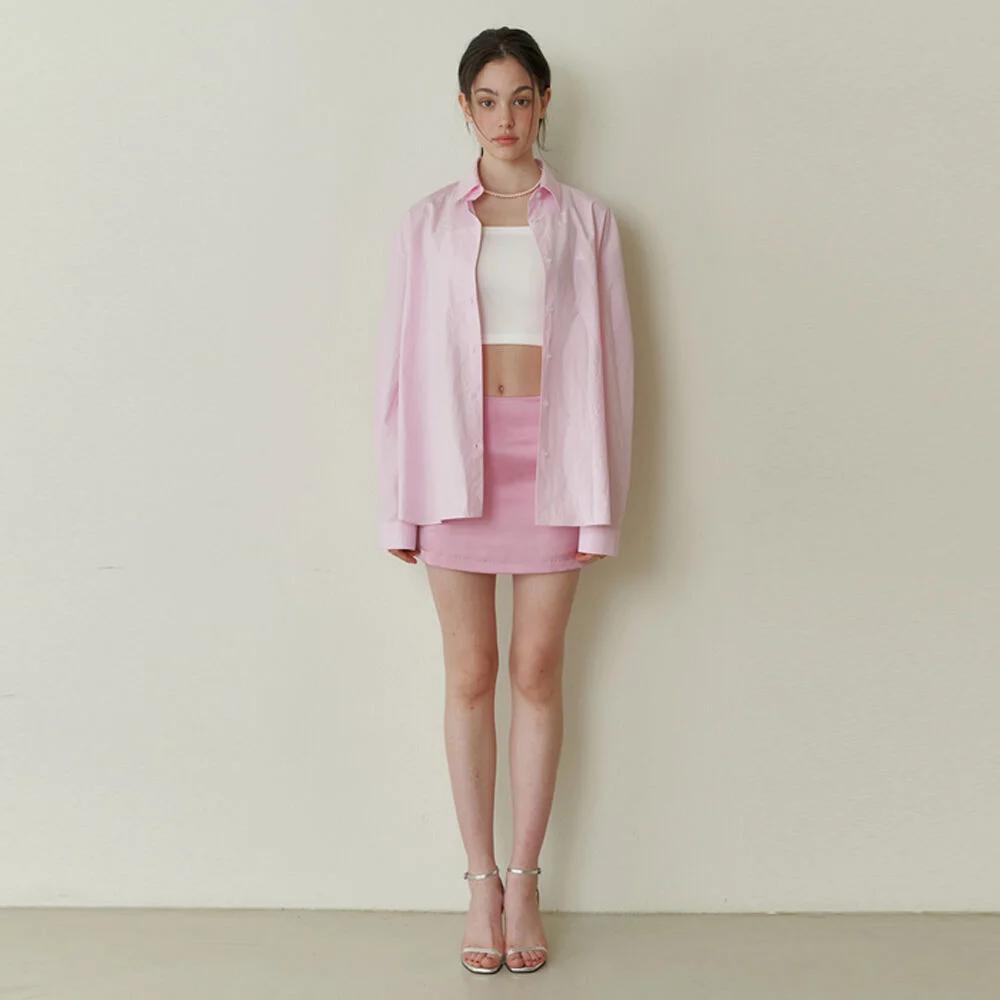 Basic satin mini skirt - pink