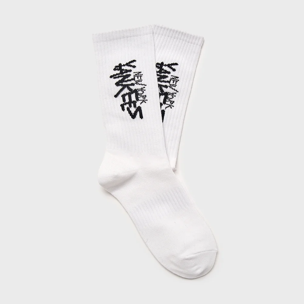 街頭 圖案 襪 NY (White)