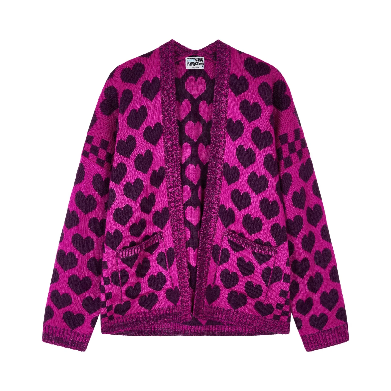 Heart check cardigan_magenta