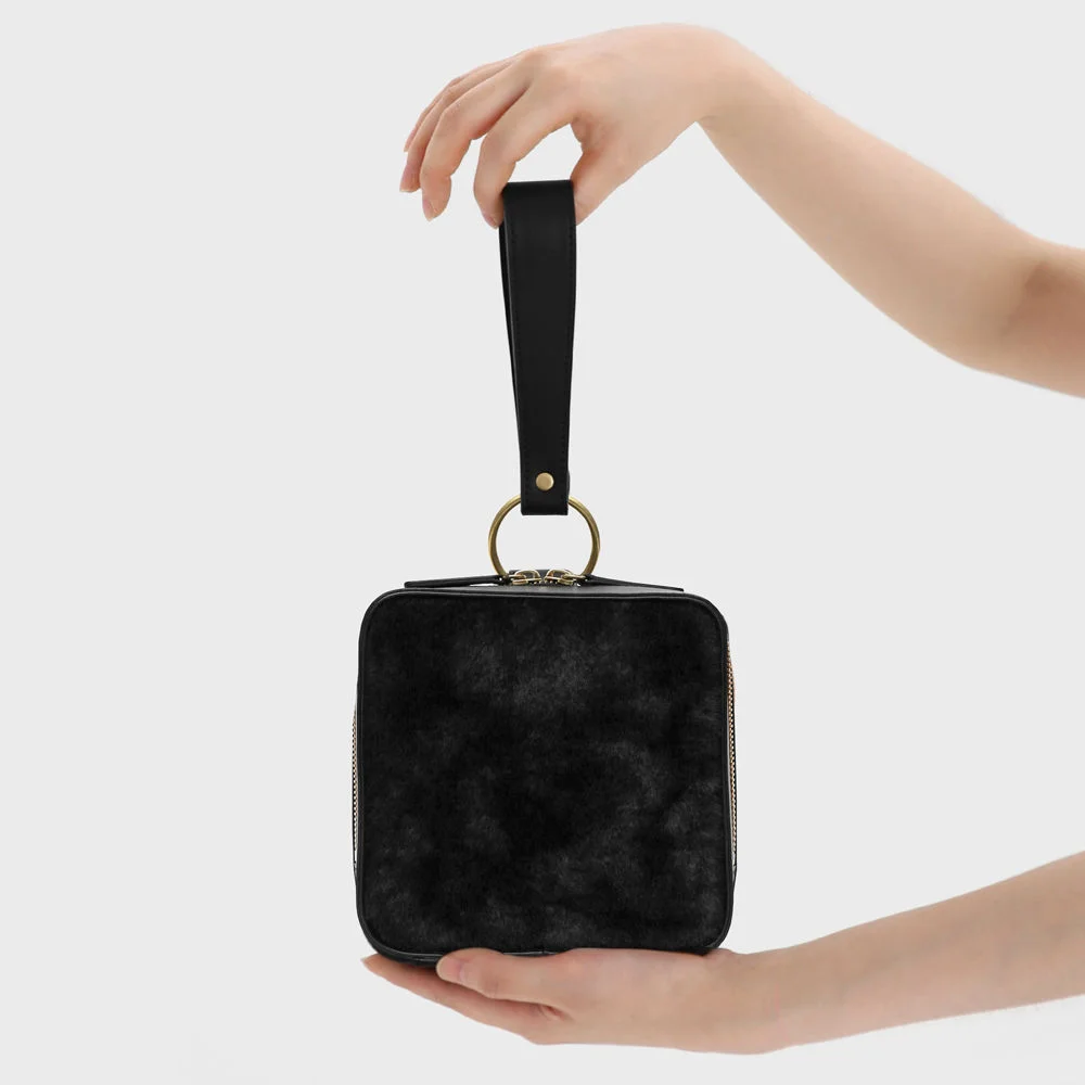 BLOCK BAG / RING STRAP / FUR / BLACK (肩部 肩帶 附送)