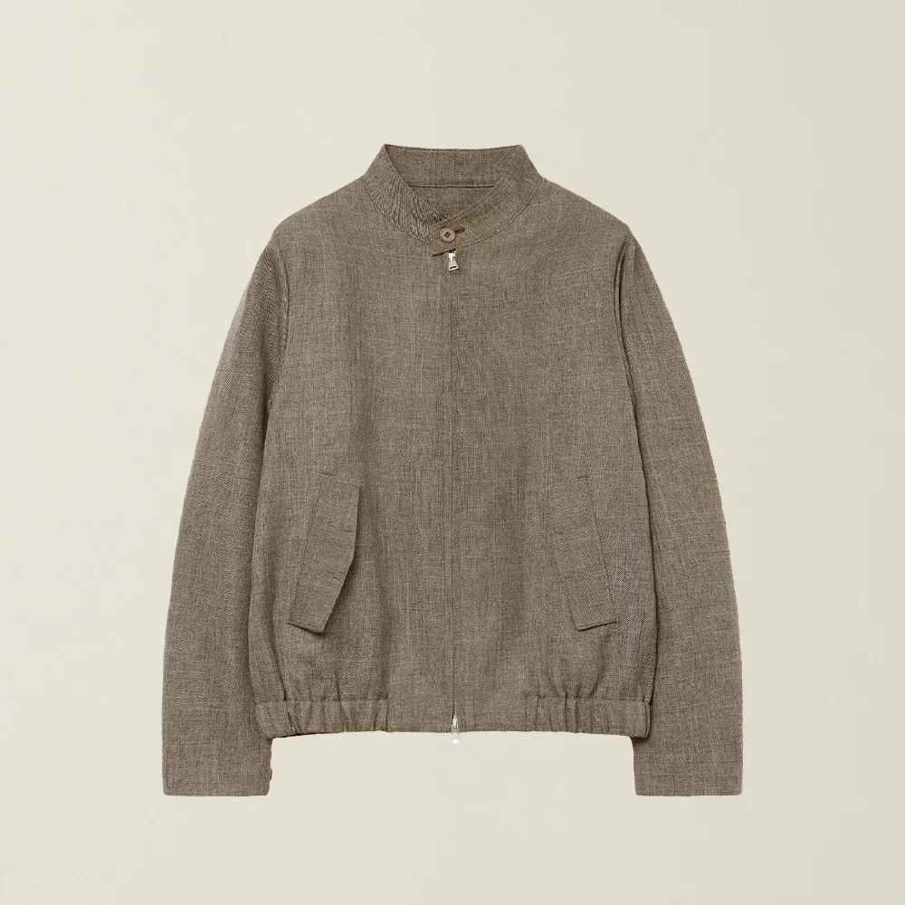 STAND COLLAR BLOUSON BEIGE