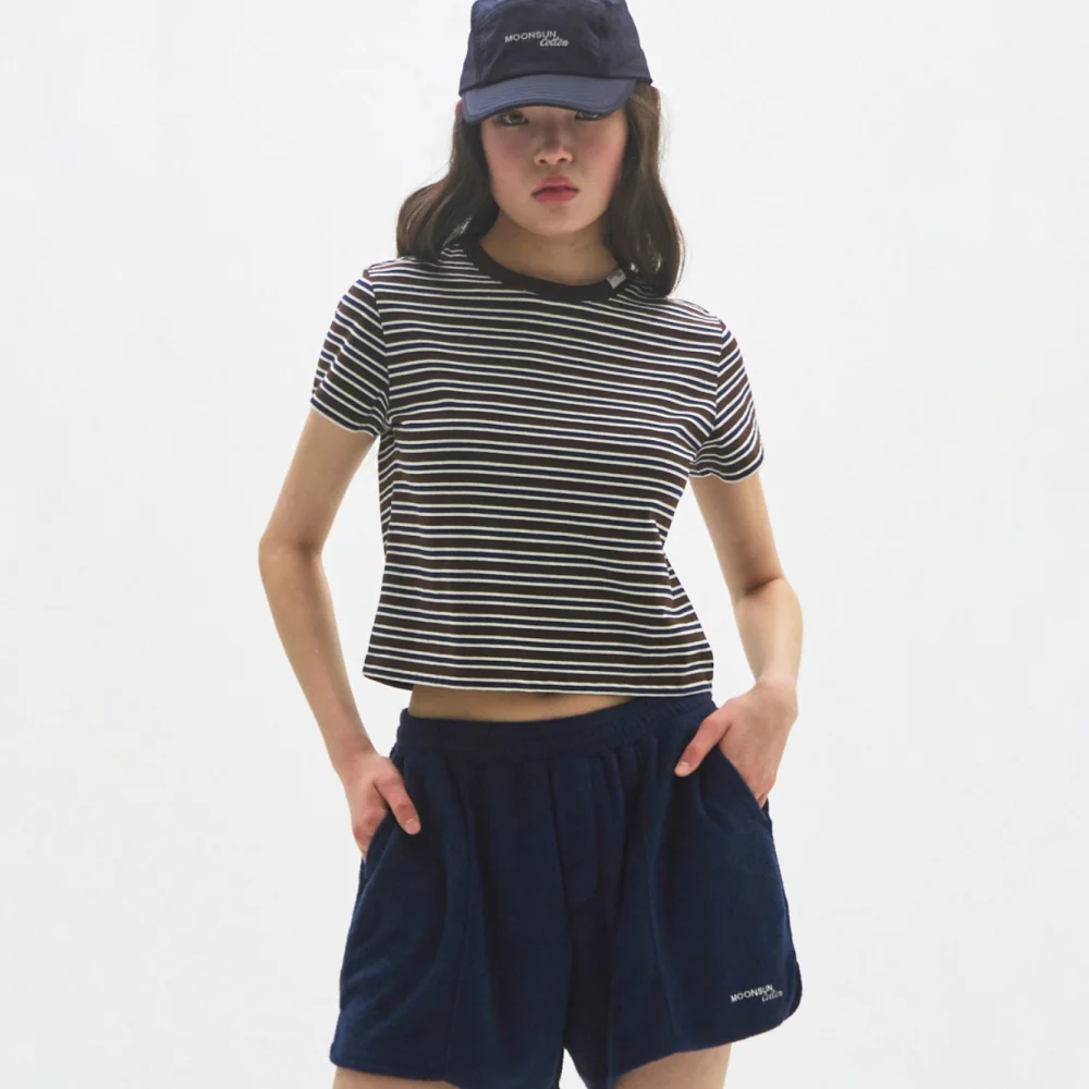 M.C Stripe Baby T-Shirt / KHAKI BROWN STRIPE