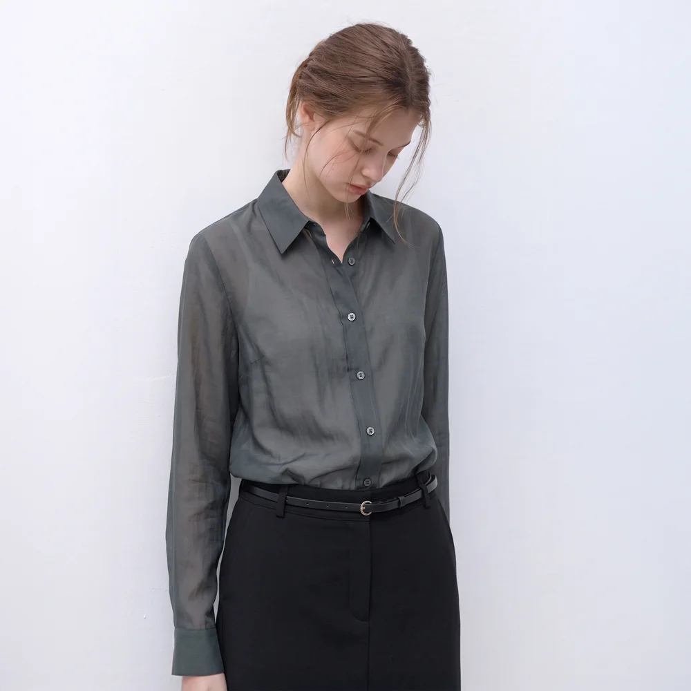 it MICHA 背面 標誌 刺繡 點綴 透視 襯衫 ITQ9YBL840_2colors