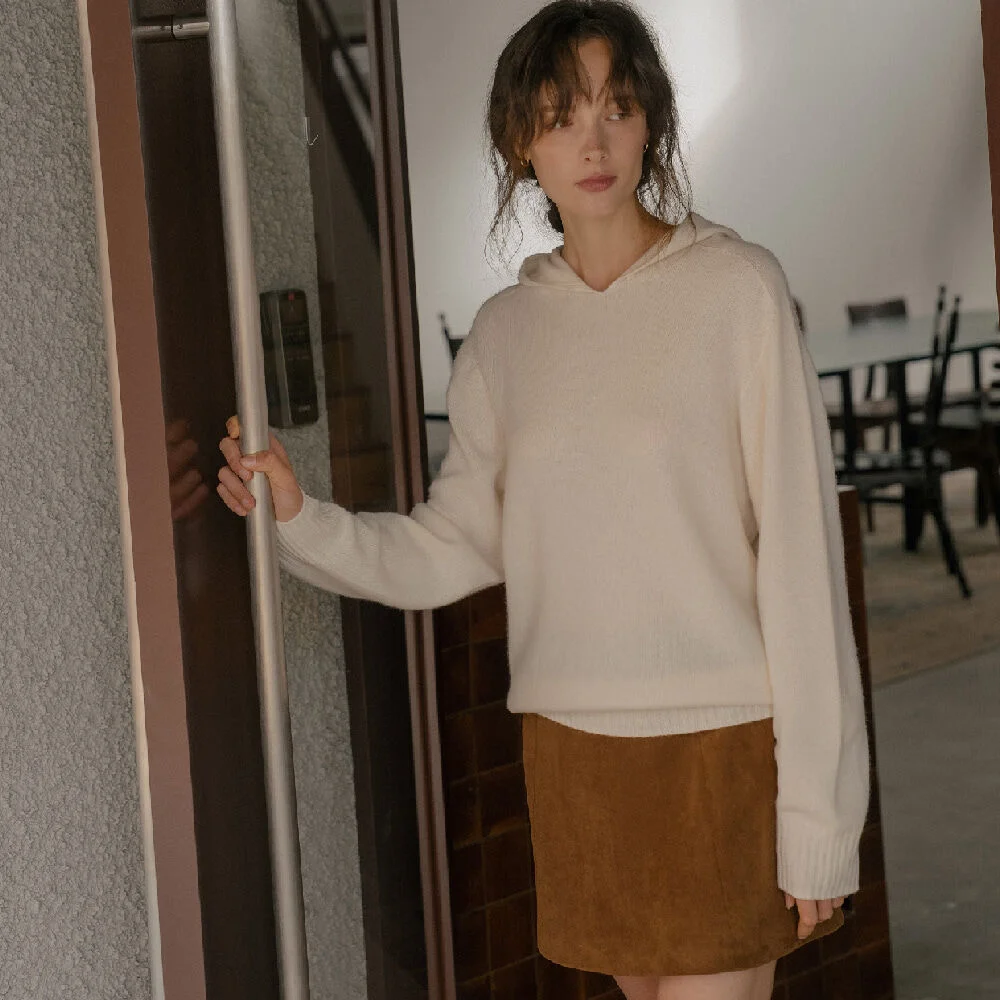 Wholegarment Wool hood Knit _Ivory