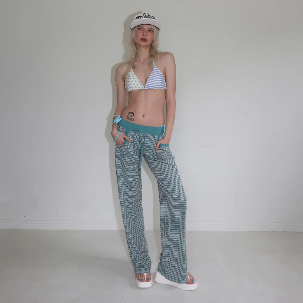 CANDY STRIPE LOUNGE PANTS_GREEN
