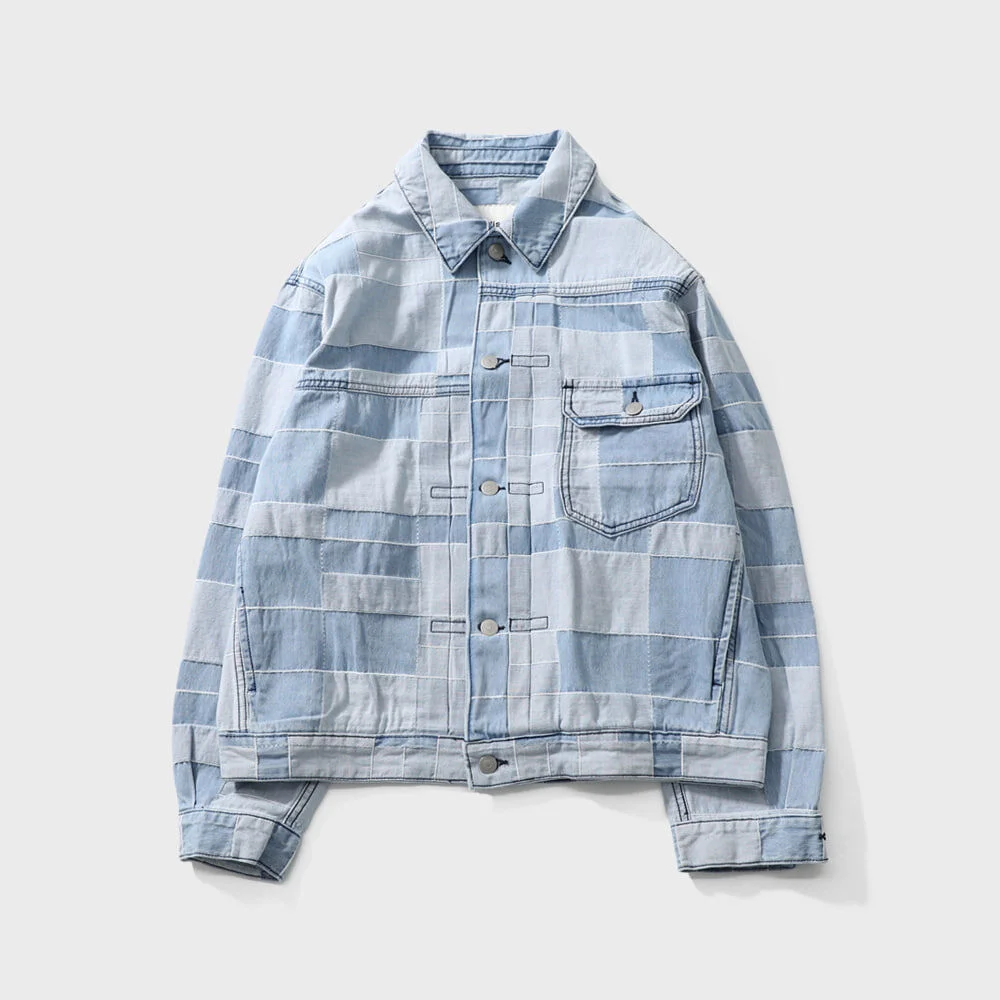 Liverty Pattern Denim Jacket Light Blue