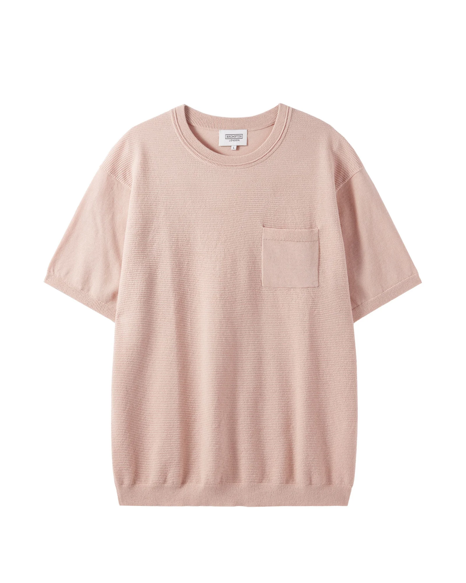 HALF SLEVE CHEST POCKET BASIC ROUND T-SHIRT - A/PINK (P242MKT515)